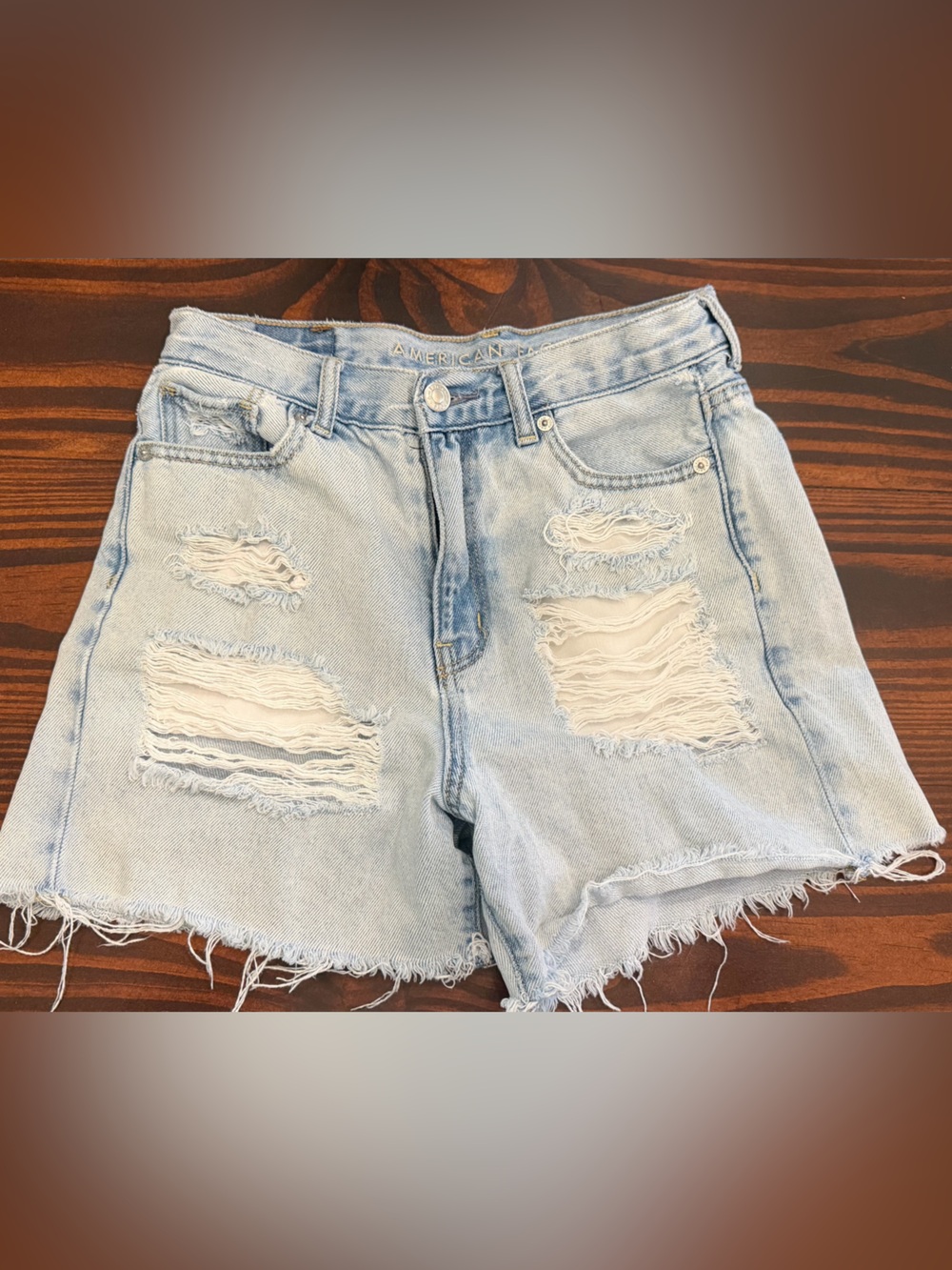 American Eagle Outfitters Light Blue Distressed Denim Cutoff Shorts